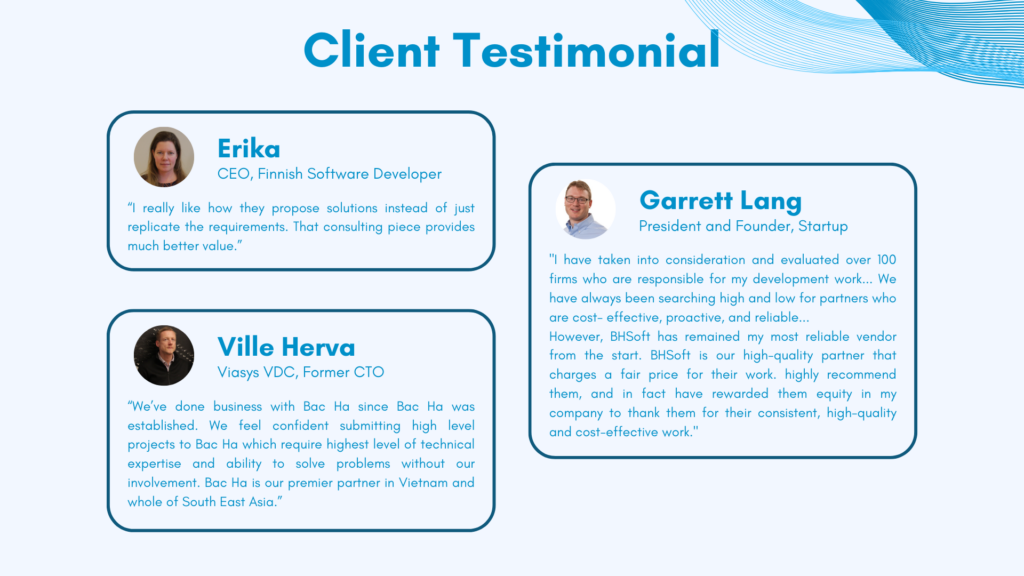 Client Testimonial for our service